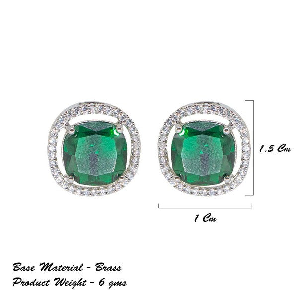 City Girl Brass Rhodium-Plated Scarlet Aura CZ Studs