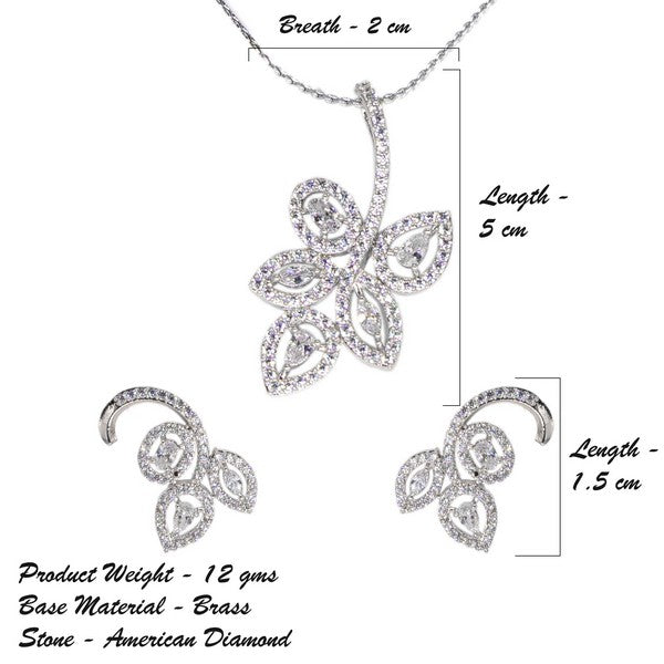 City Girl AD Brass Gold Plated Elegant Bloom Pendant Set