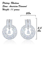 City Girl AD Rhodium-Plated CZ Stone Stud Silver Earrings for Women and Girls