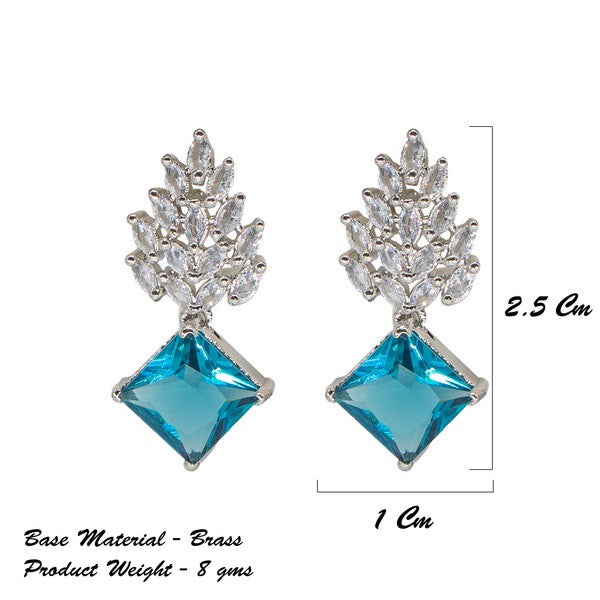 City Girl Brass Rhodium-Plated Radiant Crest CZ Earrings