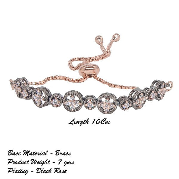 City Girl AD Brass Rhodium-Plated Classic Stone Bracelet with Adjustable Chain (Free Size)