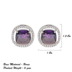 City Girl Brass Rhodium-Plated Scarlet Aura CZ Studs