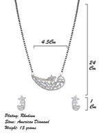 City Girl AD Rhodium Plated Eternal Glow Mangalsutra Set with Earrings & Chain for Women & Girls
