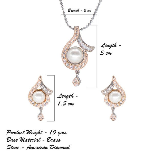 City Girl AD Brass Regal Essence Pendant Set With Pearl
