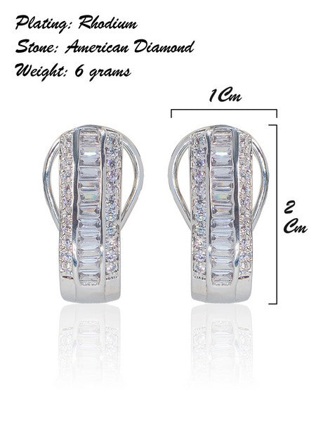 City Girl AD Rhodium-Plated CZ Stone Stud Earrings for Women and Girls (AD BALI 1 RHODIUM)