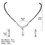 City Girl AD Rhodium Plated Divine Spark Mangalsutra Set with Earrings & Chain for Women & Girls