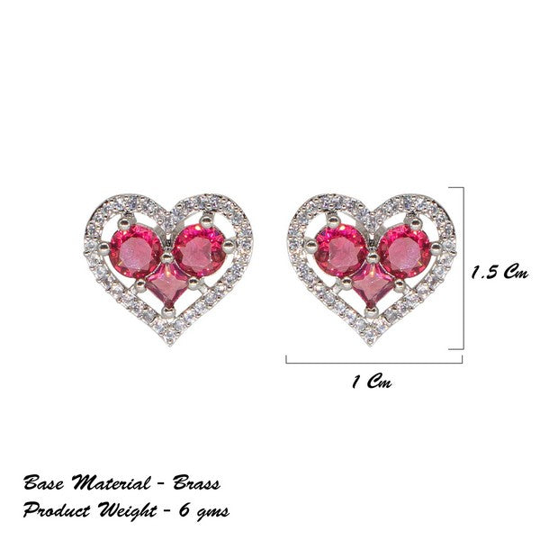 City Girl Brass Rhodium-Plated Eternal Love CZ Studs