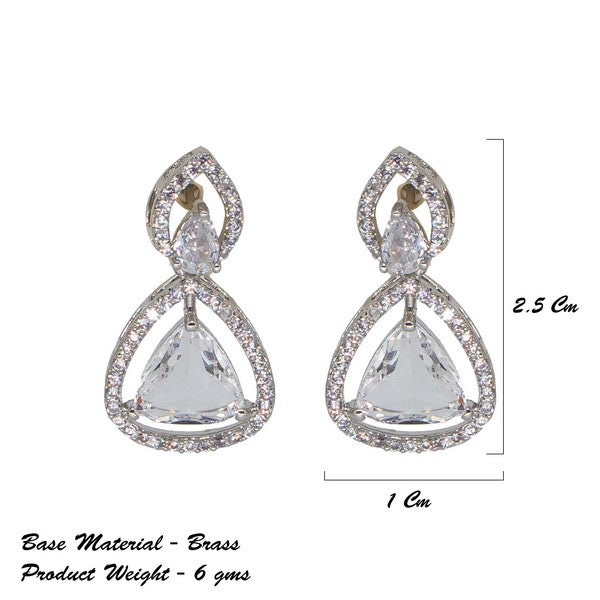 City Girl Brass Rhodium-Plated Radiant Triangle CZ Tops