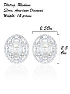 City Girl American Diamond Rhodium-Plated CZ Stones Stud Silver Earrings for Women and Girls