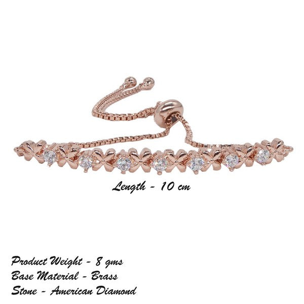 City Girl AD Brass Rhodium-Plated Bracelet – Classic Stone-Studded Adjustable Chain