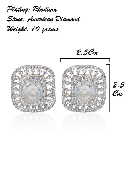City Girl Cz Stone Rhodium Silver color Western  Stud Earring.
