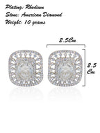 City Girl Cz Stone Rhodium Silver color Western  Stud Earring.