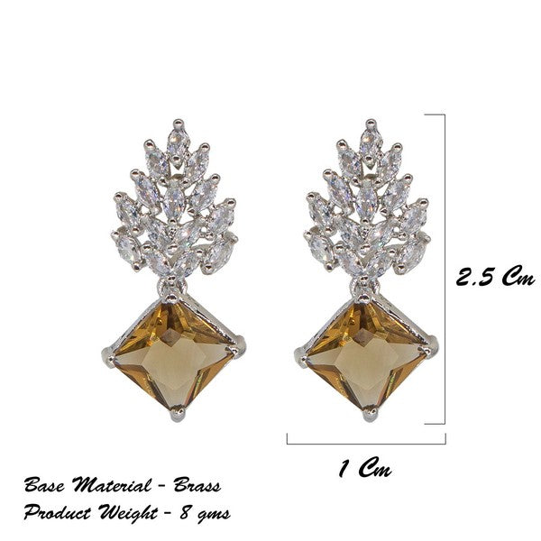 City Girl Brass Rhodium-Plated Radiant Crest CZ Earrings