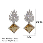 City Girl Brass Rhodium-Plated Radiant Crest CZ Earrings