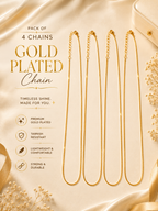 City Girl Pack of 4 Gold Plated Necklace Chains for Women & Girls | 18 Inch Chain Set | Lightweight Daily Wear Jewellery | Elegant Minimalist Fashion Chains | Gold Tone Necklace Combo Pack