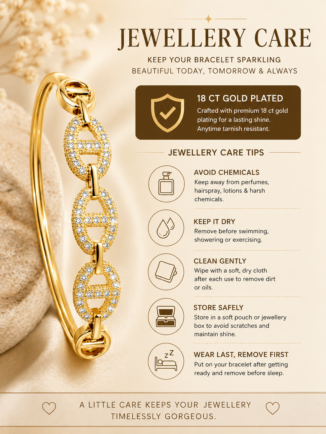 CITYGIRL 18K Gold Plated Openable Oval Bracelet for Women | American Diamond & Cubic Zirconia (CZ) Stone Kada | Anti Tarnish | Fits Sizes 2.4, 2.6 & 2.8 | Elegant Party & Daily Wear Jewellery