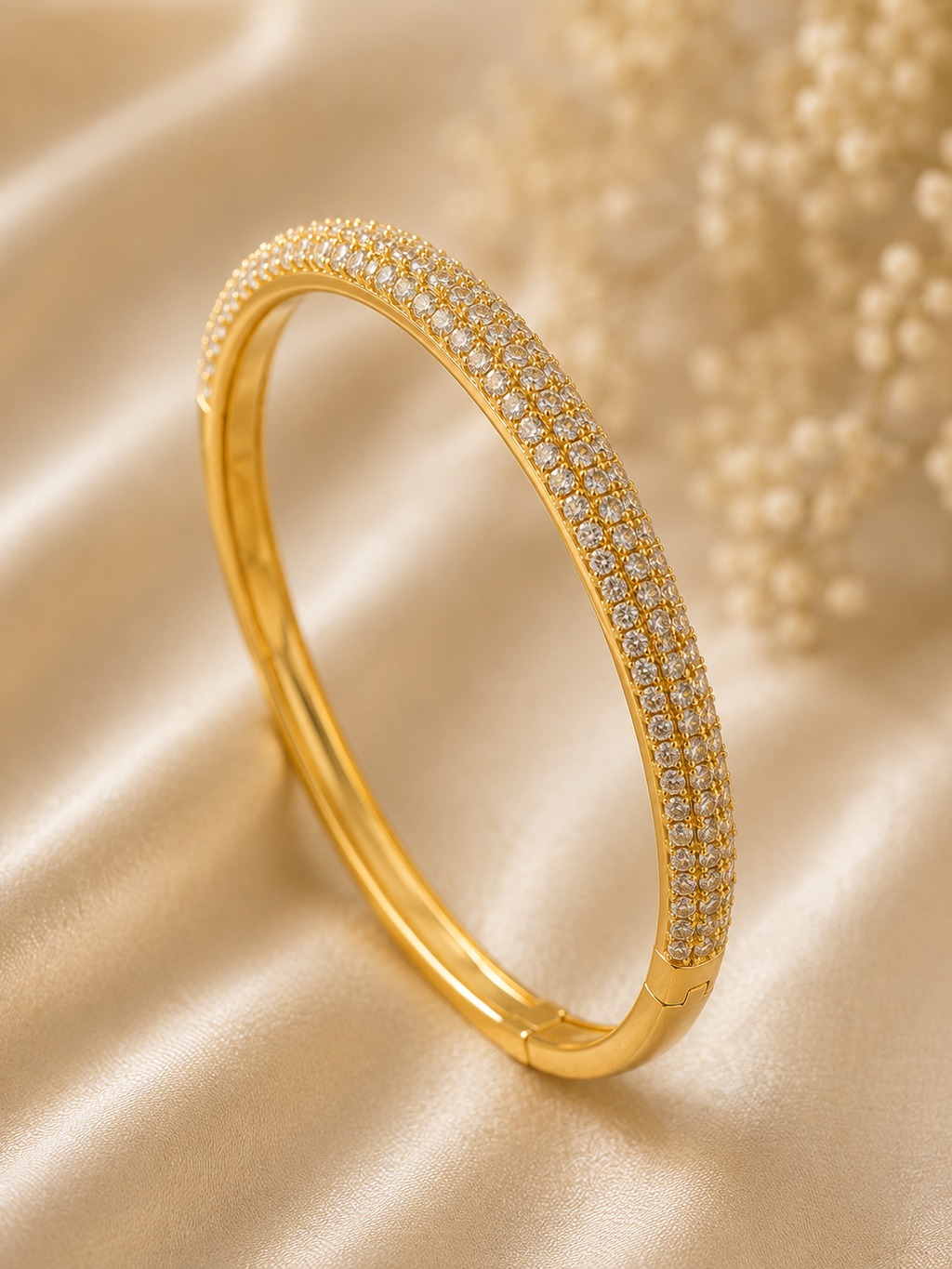City Girl Jewellery Gold Plated American Diamond Bracelet for Women | Openable Kada Bracelet | CZ Stone Studded Elegant Bangle | Lightweight Daily Wear & Party Wear Bracelet | Anniversary, Wedding & Gift for Women