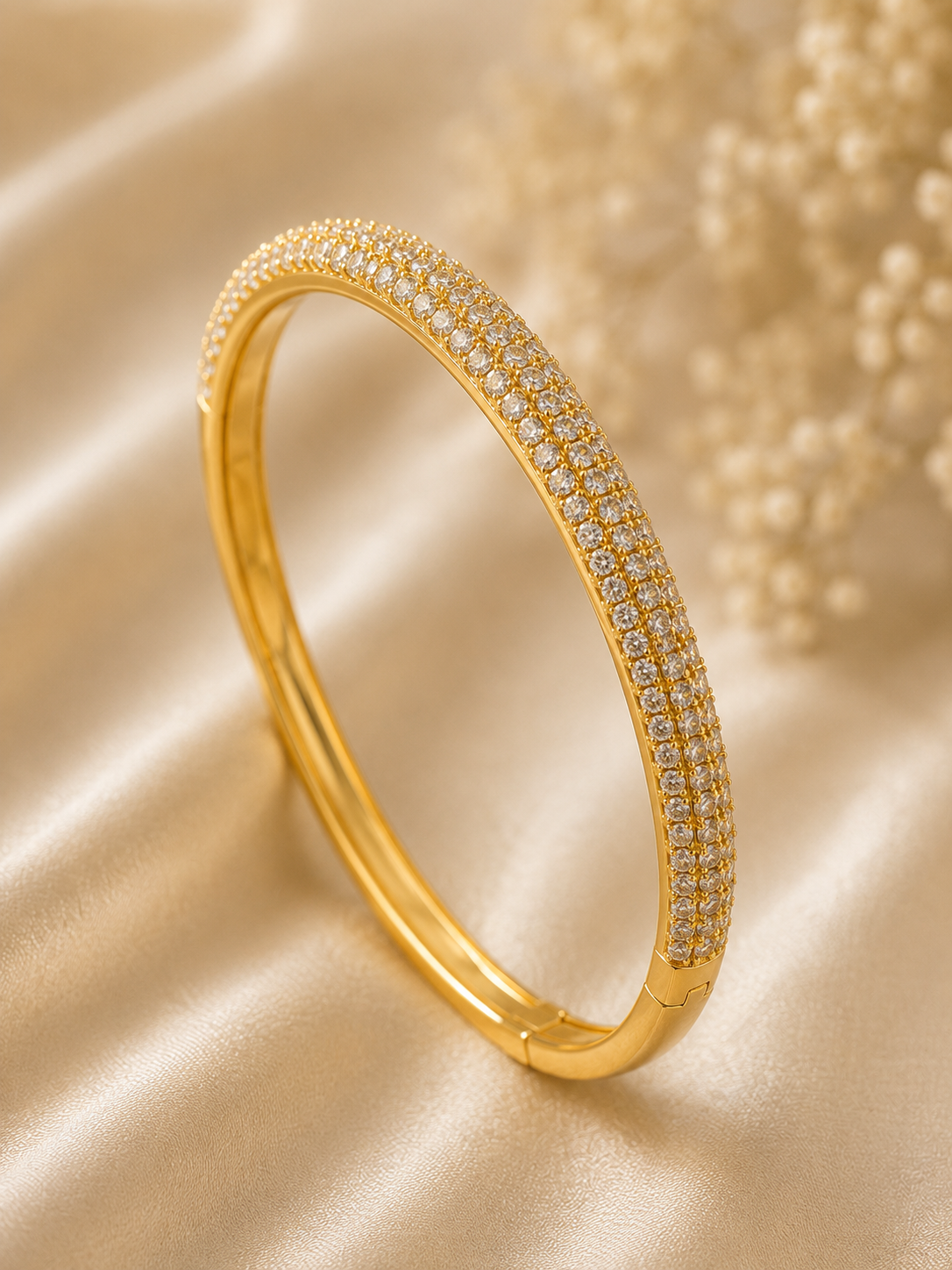 City Girl Jewellery Gold Plated American Diamond Bracelet for Women | Openable Kada Bracelet | CZ Stone Studded Elegant Bangle | Lightweight Daily Wear & Party Wear Bracelet | Anniversary, Wedding & Gift for Women