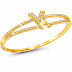 CITYGIRL Gold Plated Arrow Design Bracelet for Women | AAA Cubic Zirconia Stone Bracelet (CITY GIRL ADFX 06)Anti Tarnish Daily Wear Bangle | Elegant Party, Wedding & Gift Jewellery for Girls & Women