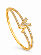 CITYGIRL Gold Plated Arrow Design Bracelet for Women | AAA Cubic Zirconia Stone Bracelet (CITY GIRL ADFX 06)Anti Tarnish Daily Wear Bangle | Elegant Party, Wedding & Gift Jewellery for Girls & Women