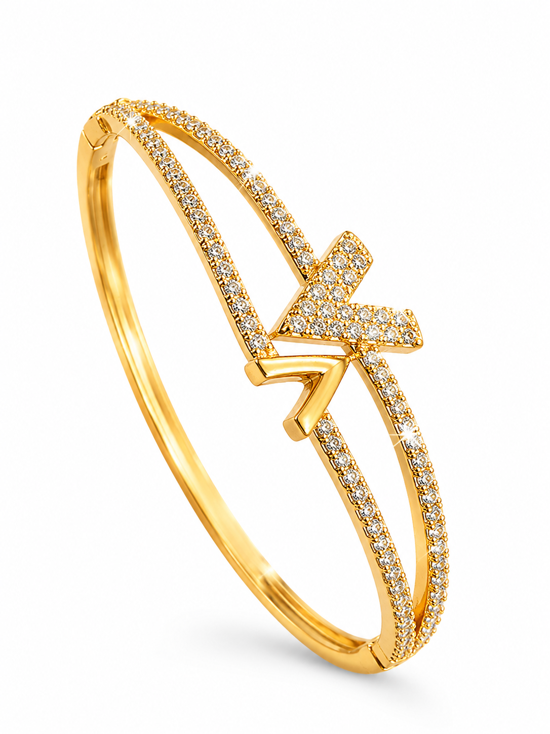 CITYGIRL Gold Plated Arrow Design Bracelet for Women | AAA Cubic Zirconia Stone Bracelet (CITY GIRL ADFX 06)Anti Tarnish Daily Wear Bangle | Elegant Party, Wedding & Gift Jewellery for Girls & Women