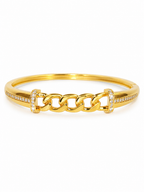 CITYGIRL 18K Gold Plated Chain Link Openable Kada Bracelet for Women & Girls | AD Zircon Stone Bracelet | Anti Tarnish | Premium Locking Bangle | Party, Wedding & Daily Wear Jewellery | One Size
