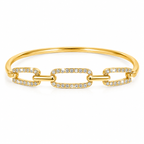 CITYGIRL Gold Plated CZ Stone Link Bangle Bracelet for Women | Adjustable Openable Bracelet | Premium Daily Wear Kada | Party, Office & Wedding Jewellery | Gift for Women & Girls  (CITY GIRL ADFX 05)