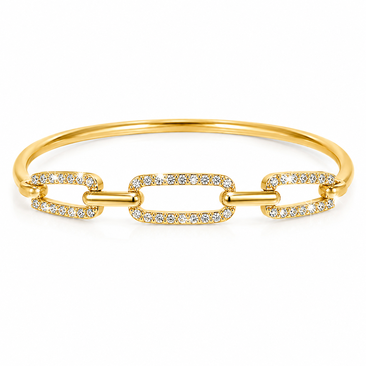 CITYGIRL Gold Plated CZ Stone Link Bangle Bracelet for Women | Adjustable Openable Bracelet | Premium Daily Wear Kada | Party, Office & Wedding Jewellery | Gift for Women & Girls  (CITY GIRL ADFX 05)