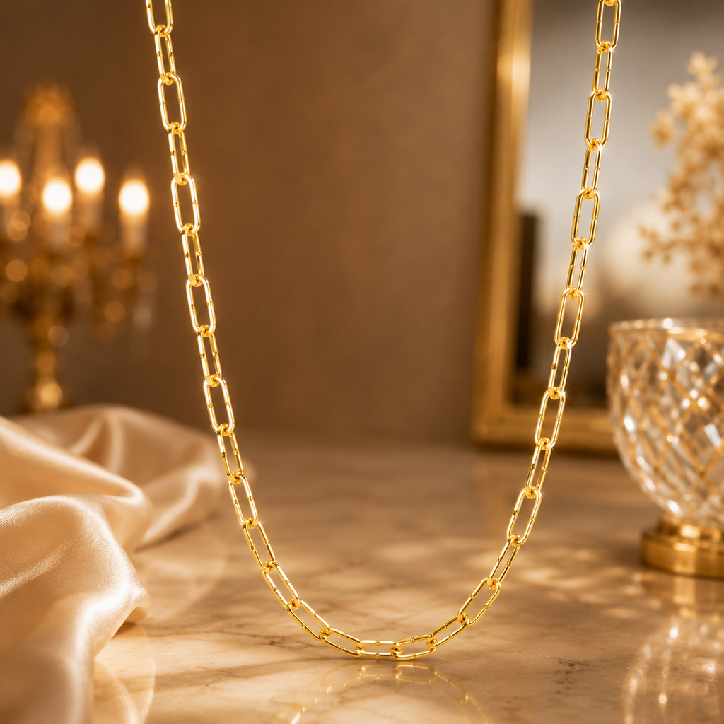 City Girl Jewellery 24CT Gold Plated Chain for Women & Girls | 20 Inch Lightweight Copper Chain Necklace | Gold Replica Daily Wear Necklace | Skin Friendly, Rash Free, Durable Fashion Jewellery for Casual, Office & Party Wear