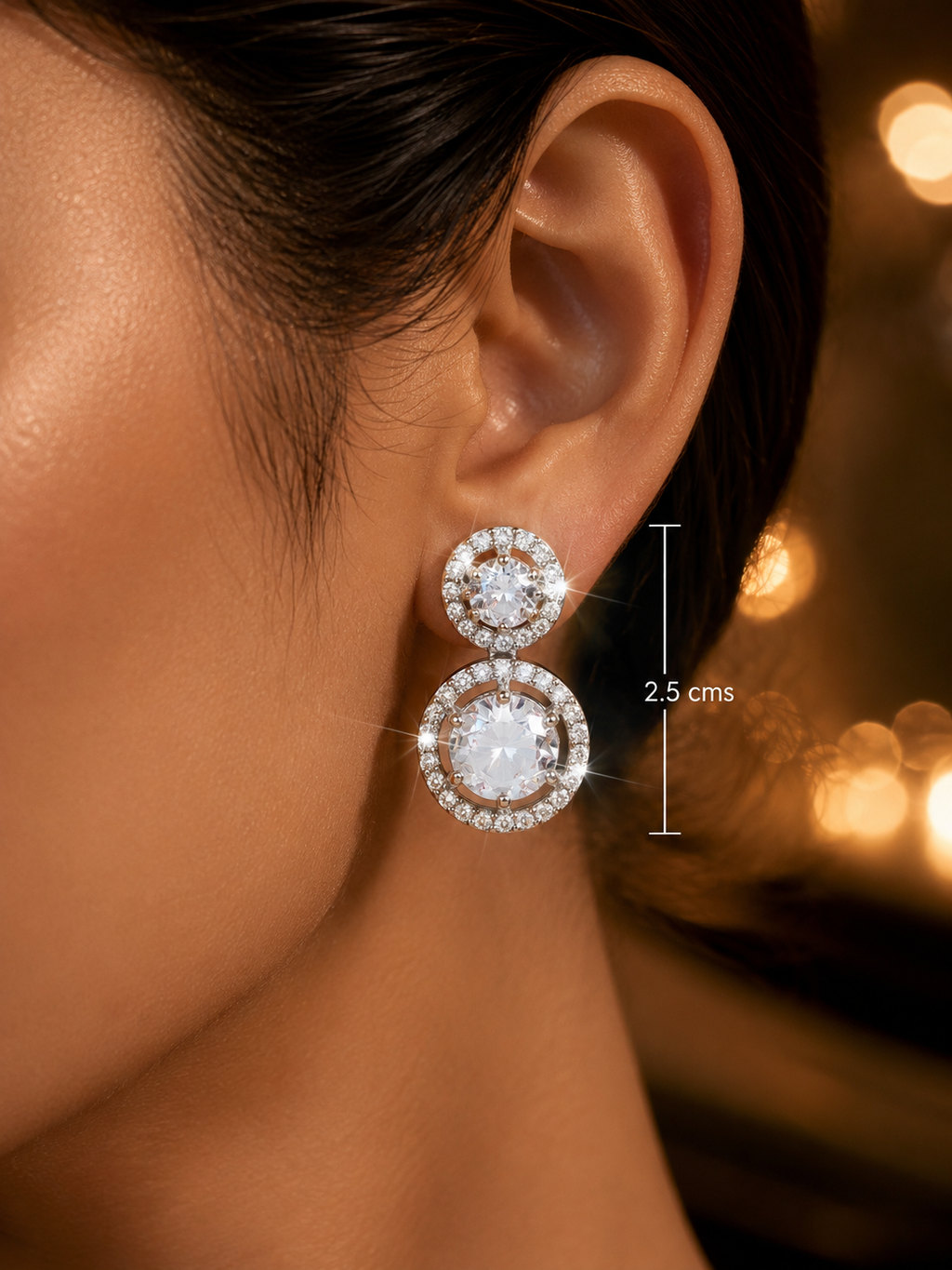 City Girl AD Rhodium-Plated CZ Stone Stud Earrings for Women and Girls