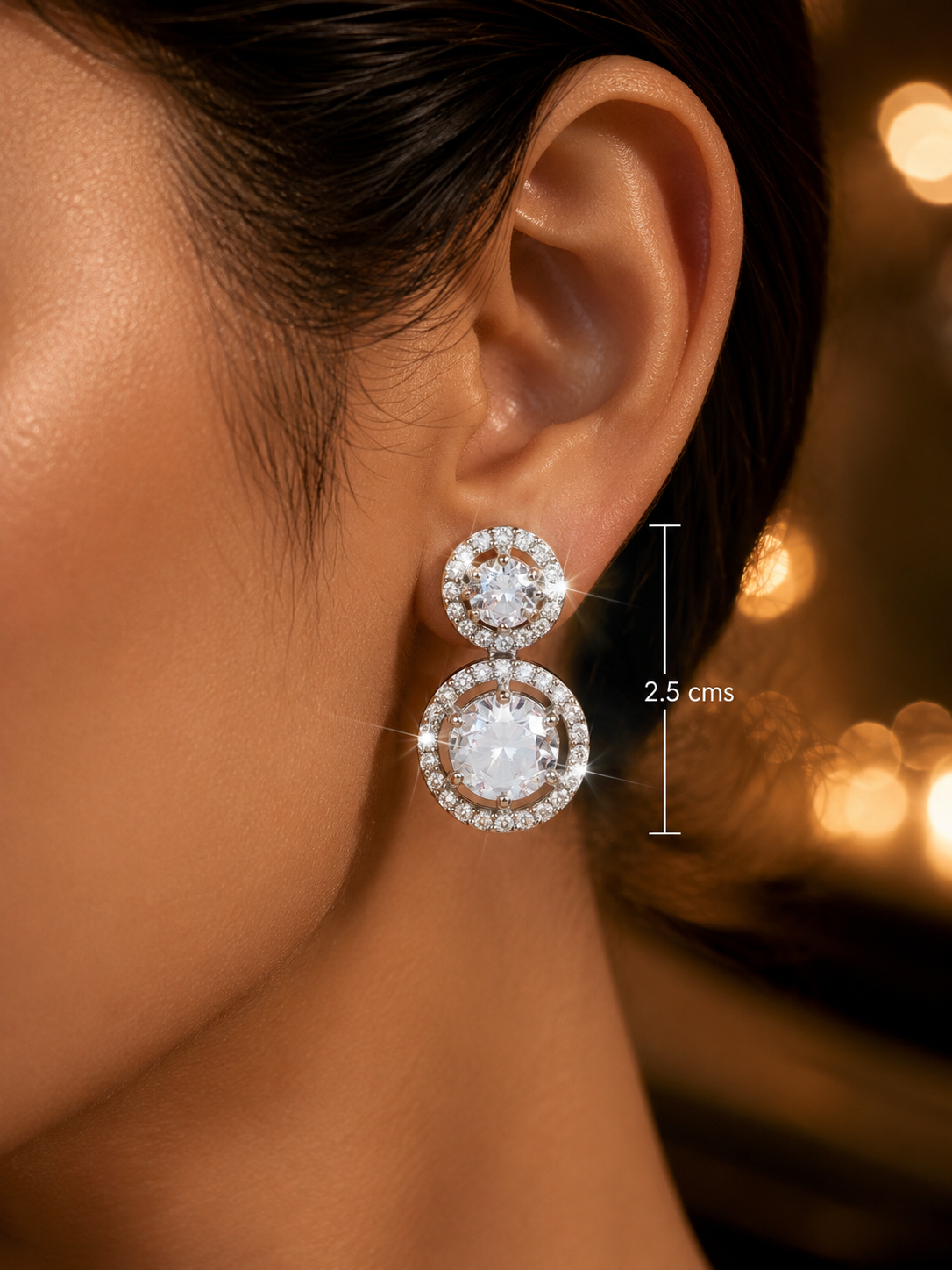 City Girl AD Rhodium-Plated CZ Stone Stud Earrings for Women and Girls