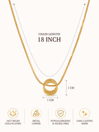 City Girl 18 Ct Gold Micro Plated Chain with  Circular Ring Pendant for Girls | 18 Inch Minimal Necklace | Lightweight Elegant Daily Wear| 18 Ct Finish|Copper Base Metal | Minimalist Everyday Wear Gold Necklace