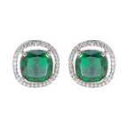City Girl Brass Rhodium-Plated Scarlet Aura CZ Studs