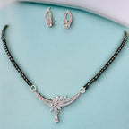 City Girl AD Rhodium Plated Regal Charm Mangalsutra Set with Earrings & Chain for Women & Girls