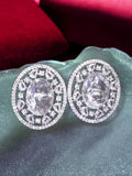 City Girl American Diamond Rhodium-Plated CZ Stones Stud Silver Earrings for Women and Girls(AD TOPS 15)