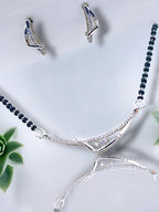 City Girl AD Rhodium Plated Radiant Noor Mangalsutra Set with Earrings & Chain for Women & Girls