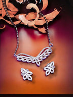 City Girl AD Rhodium Mangalsutra Set with Earrings & Chain – Timeless Royal Glow for Women & Girls.