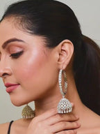 City Girl AD Rhodium-Plated CZ Stone Half Hoop Earrings for Women and Girls
