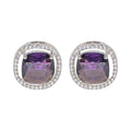 City Girl Brass Rhodium-Plated Scarlet Aura CZ Studs ( PURPLE)