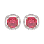 City Girl Brass Rhodium-Plated Scarlet Aura CZ Studs