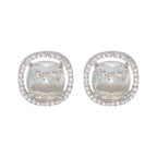 City Girl Brass Rhodium-Plated Scarlet Aura CZ Studs